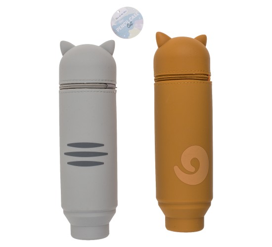 Κασετίνα Γατούλα/Σκυλάκι Με Φερμουάρ Σιλικόνη 18x6cm Σε 2 Σχέδια