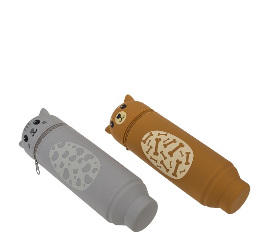 Κασετίνα Γατούλα/Σκυλάκι Με Φερμουάρ Σιλικόνη 18x6cm Σε 2 Σχέδια