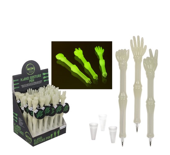 Στυλό Χέρι Σκελετού Ευλύγιστο Φωσφοριζέ 13.5cm Σε 3 Σχέδια