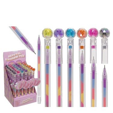 Στυλό Ουράνιο Τόξο Διάφανο Πλαστικό 17cm Σε 6 Χρώματα