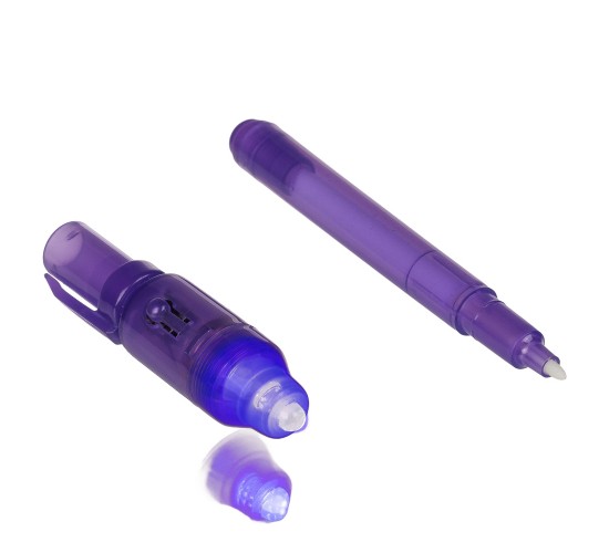 Στυλό Με Αόρατο Μελάνι Και Φακό UV Μοβ Πλαστικό