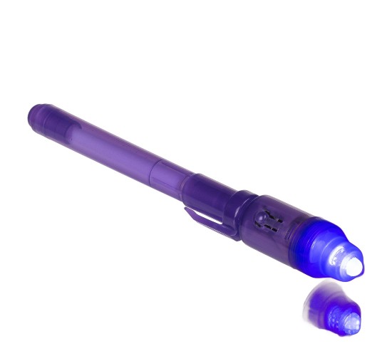 Στυλό Με Αόρατο Μελάνι Και Φακό UV Μοβ Πλαστικό