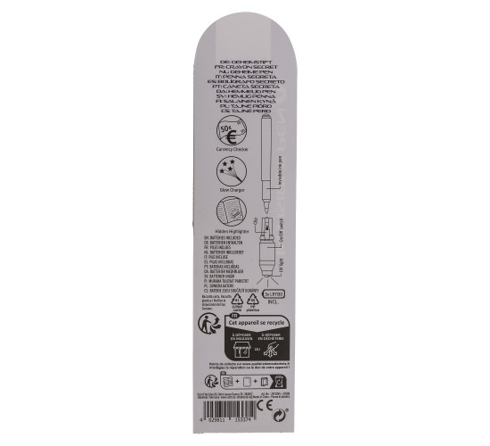 Στυλό Με Αόρατο Μελάνι Και Φακό UV Μοβ Πλαστικό