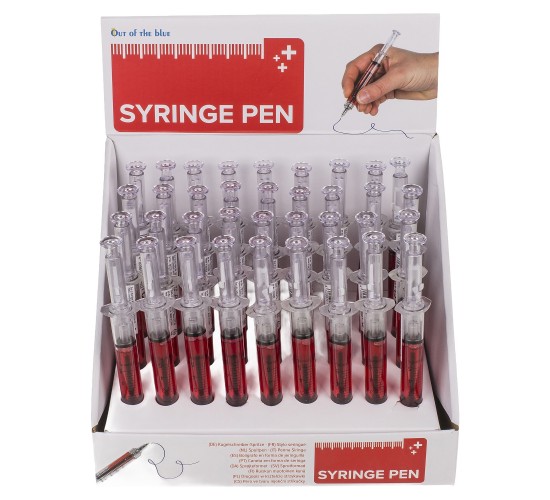 Στυλό Σύριγγα Με Κόκκινο Μελάνι Διάφανο Πλαστικό 13cm