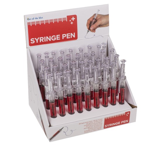 Στυλό Σύριγγα Με Κόκκινο Μελάνι Διάφανο Πλαστικό 13cm