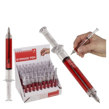 Στυλό Σύριγγα Με Κόκκινο Μελάνι Διάφανο Πλαστικό 13cm