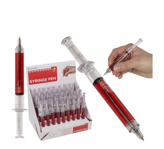 Στυλό Σύριγγα Με Κόκκινο Μελάνι Διάφανο Πλαστικό 13cm