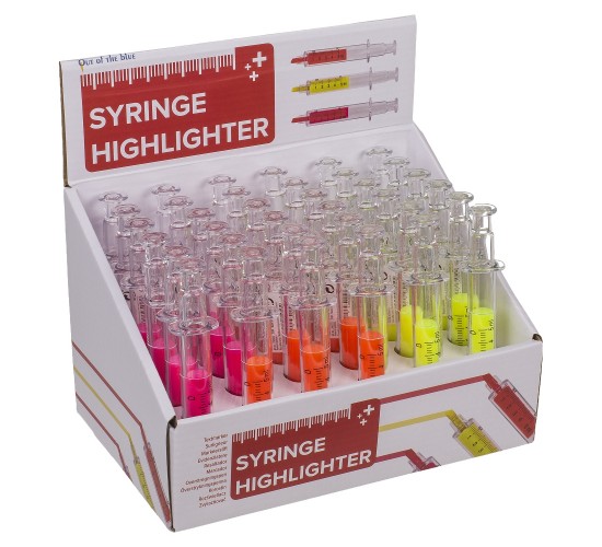 Μαρκαδόρος Υπογραμμίσεως Σύριγγα Πλαστικό 10x8cm Σε 4 Χρώματα