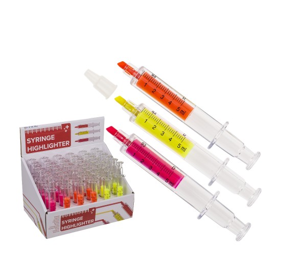 Μαρκαδόρος Υπογραμμίσεως Σύριγγα Πλαστικό 10x8cm Σε 4 Χρώματα