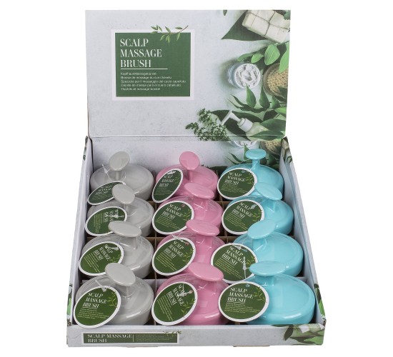 Βούρτσα Μασάζ Κεφαλιού Πλαστικό/Σιλικόνη 7x7x5.5cm Σε 3 Χρώματα