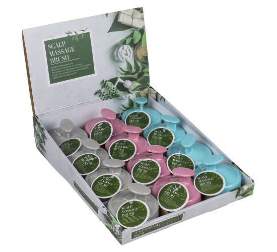 Βούρτσα Μασάζ Κεφαλιού Πλαστικό/Σιλικόνη 7x7x5.5cm Σε 3 Χρώματα