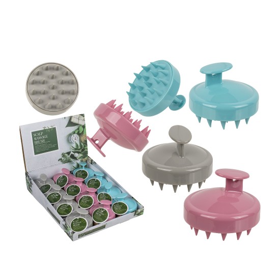 Βούρτσα Μασάζ Κεφαλιού Πλαστικό/Σιλικόνη 7x7x5.5cm Σε 3 Χρώματα