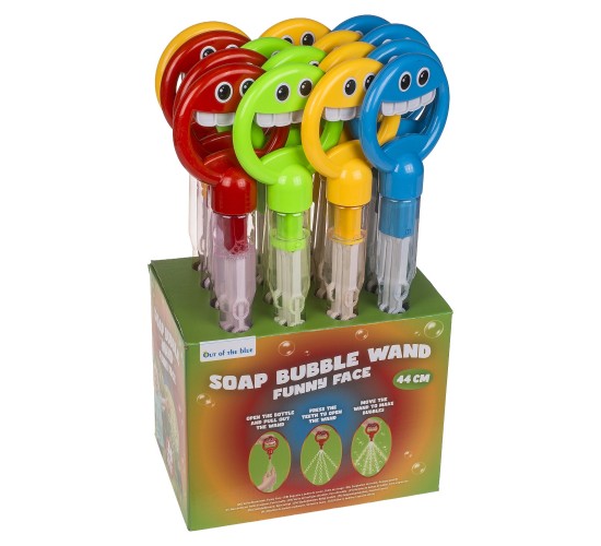 Παιχνίδι Σαπουνόφουσκες Αστείο Πρόσωπο 180ml 44cm Πλαστικό Σε 4 Χρώματα