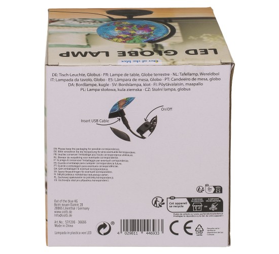 Φωτιστικό Επιτραπέζιο LED Υδρόγειος Με Καλώδιο USB Πλαστικό 11.5cm