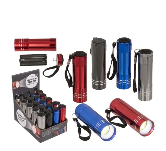 Φακός COB-LED Μπαταρίας Αλουμίνιο 8.5cm Σε 4 Χρώματα