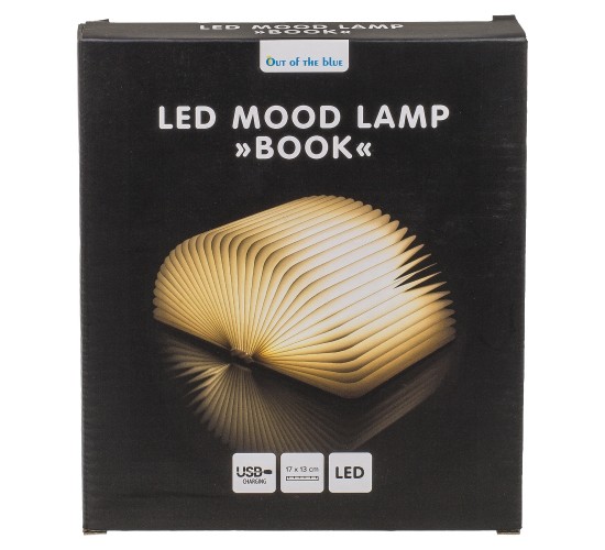 Λάμπα LED Ατμόσφαιρας Επιτραπέζια Βιβλίο Με Εξώφυλλο Δερματίνης Επαναφορτιζόμενη Καφέ 17x13cm