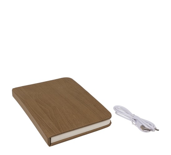 Λάμπα LED Ατμόσφαιρας Επιτραπέζια Βιβλίο Με Εξώφυλλο Δερματίνης Επαναφορτιζόμενη Καφέ 17x13cm