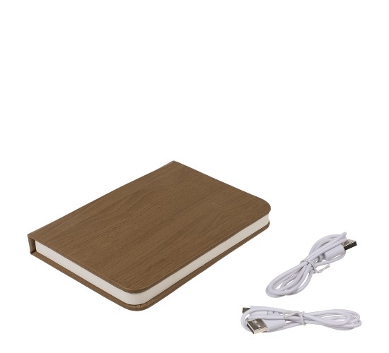 Λάμπα LED Ατμόσφαιρας Επιτραπέζια Βιβλίο Με Εξώφυλλο Δερματίνης Επαναφορτιζόμενη Καφέ 17x13cm