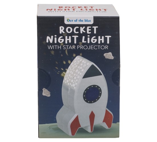 Λάμπα Νυχτός Πύραυλος Με Προτζέκτορα Αστεριών Μπαταρίας Πλαστικό 15cm