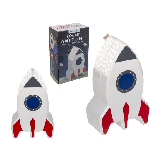 Λάμπα Νυχτός Πύραυλος Με Προτζέκτορα Αστεριών Μπαταρίας Πλαστικό 15cm