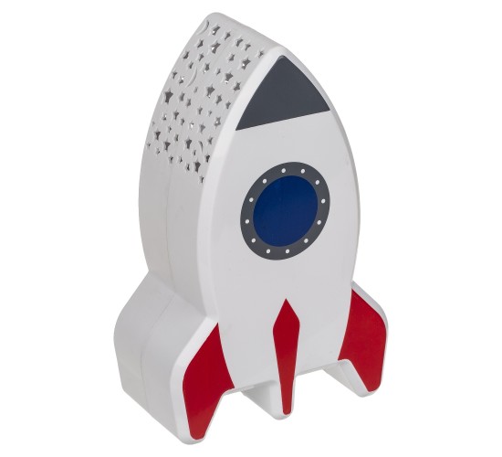 Λάμπα Νυχτός Πύραυλος Με Προτζέκτορα Αστεριών Μπαταρίας Πλαστικό 15cm