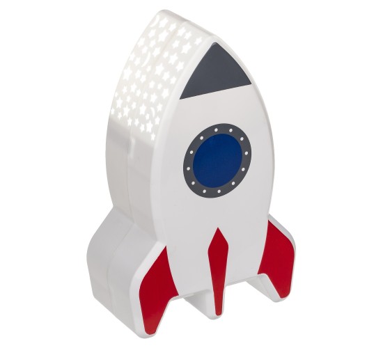 Λάμπα Νυχτός Πύραυλος Με Προτζέκτορα Αστεριών Μπαταρίας Πλαστικό 15cm