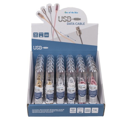 Καλώδιο USB Δεδομένων iPhone/USB-C/Micro USB 1m Σε 4 Χρώματα