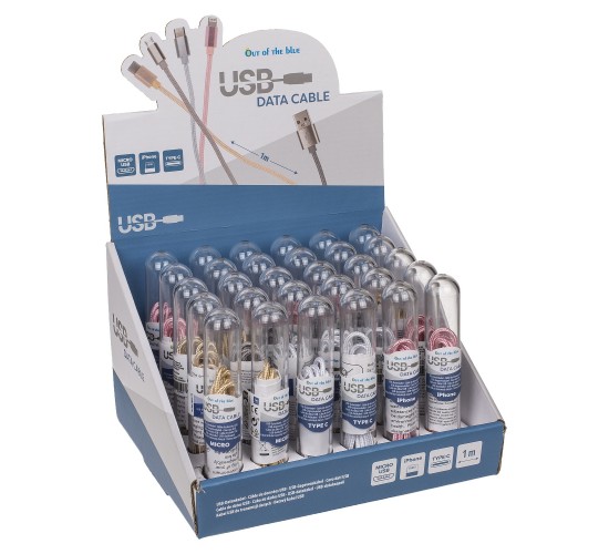 Καλώδιο USB Δεδομένων iPhone/USB-C/Micro USB 1m Σε 4 Χρώματα