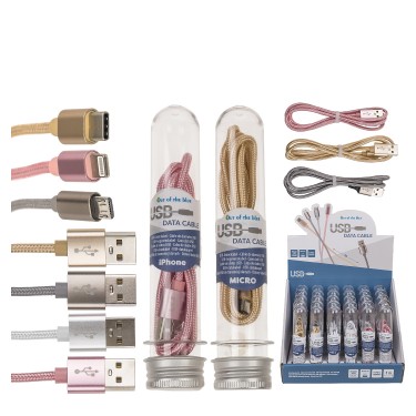 Καλώδιο USB Δεδομένων iPhone/USB-C/Micro USB 1m Σε 4 Χρώματα