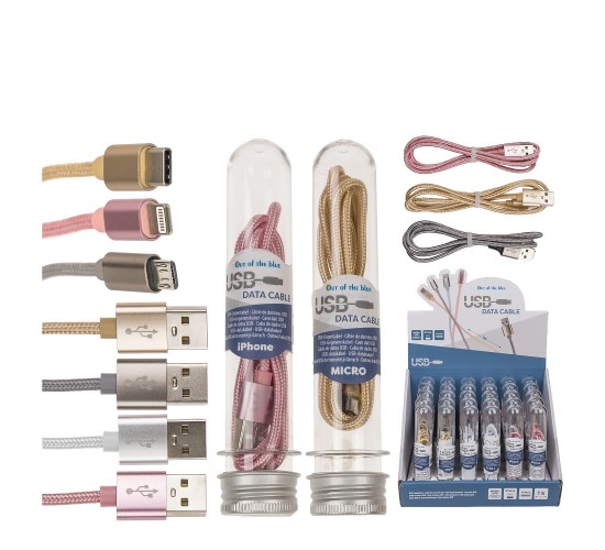 Καλώδιο USB Δεδομένων iPhone/USB-C/Micro USB 1m Σε 4 Χρώματα