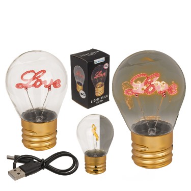 Φωτιστικό Επιτραπέζιο LED Λάμπα Πυρακτώσεως Με Κείμενο ‘Love’ Επαναφορτιζόμενο 12x7cm