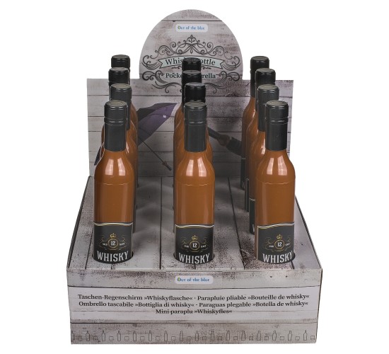 Ομπρέλα Τσέπης Μπουκάλι Ουίσκι Καφέ/Μαύρο Πλαστικό/Μέταλλο 90cm