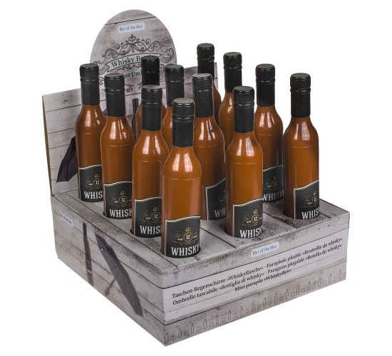 Ομπρέλα Τσέπης Μπουκάλι Ουίσκι Καφέ/Μαύρο Πλαστικό/Μέταλλο 90cm