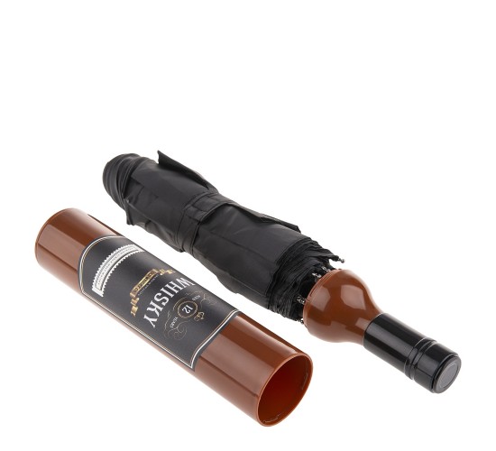 Ομπρέλα Τσέπης Μπουκάλι Ουίσκι Καφέ/Μαύρο Πλαστικό/Μέταλλο 90cm