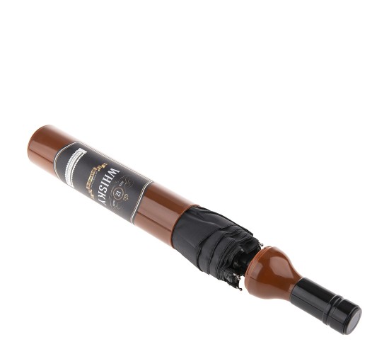 Ομπρέλα Τσέπης Μπουκάλι Ουίσκι Καφέ/Μαύρο Πλαστικό/Μέταλλο 90cm