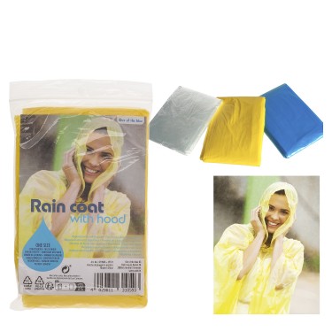 Αδιάβροχο Πόντσο Με Κουκούλα Σε Θήκη Μέγεθος One Size Σε 3 Χρώματα