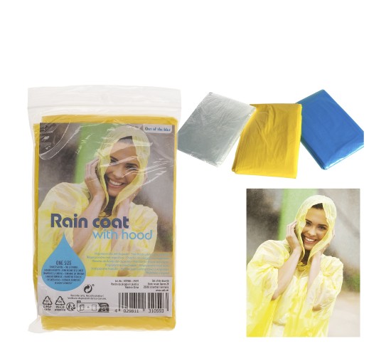Αδιάβροχο Πόντσο Με Κουκούλα Σε Θήκη Μέγεθος One Size Σε 3 Χρώματα