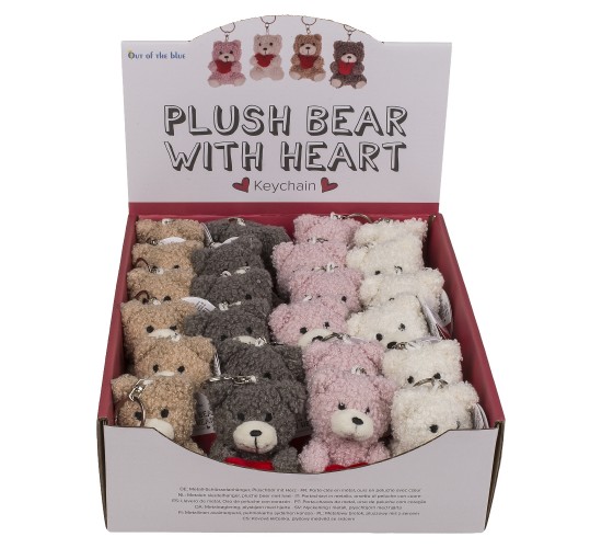 Μπρελόκ Αρκουδάκι Με Καρδιά 8cm Σε 4 Χρώματα