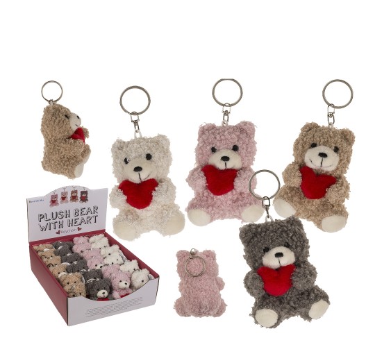 Μπρελόκ Αρκουδάκι Με Καρδιά 8cm Σε 4 Χρώματα