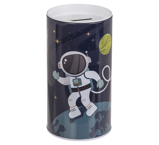 Κουμπαράς Διάστημα Με Αποσπώμενο Καπάκι Μέταλλο 15.5x8cm Σε 2 Σχέδια