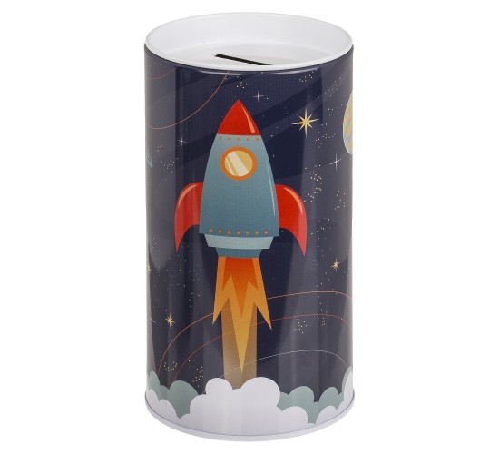 Κουμπαράς Διάστημα Με Αποσπώμενο Καπάκι Μέταλλο 15.5x8cm Σε 2 Σχέδια