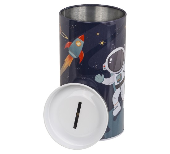 Κουμπαράς Διάστημα Με Αποσπώμενο Καπάκι Μέταλλο 15.5x8cm Σε 2 Σχέδια