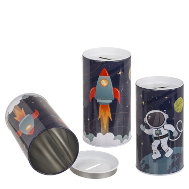 Κουμπαράς Διάστημα Με Αποσπώμενο Καπάκι Μέταλλο 15.5x8cm Σε 2 Σχέδια