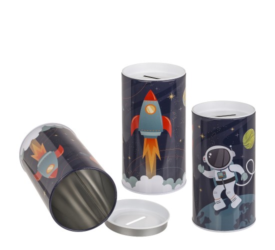 Κουμπαράς Διάστημα Με Αποσπώμενο Καπάκι Μέταλλο 15.5x8cm Σε 2 Σχέδια