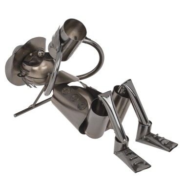 Θήκη Κρασιού Πότης Ασημί Μέταλλο 28x13x16cm