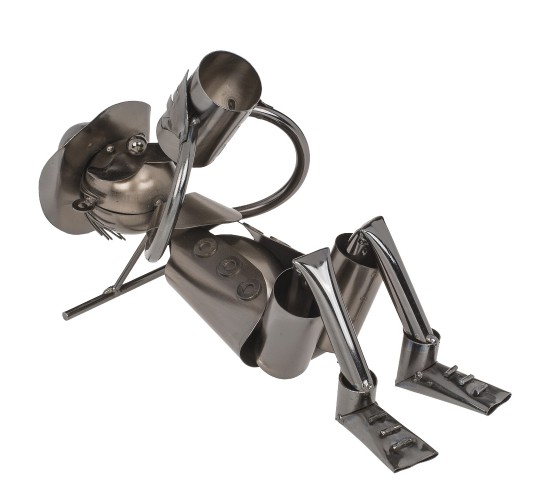 Θήκη Κρασιού Πότης Ασημί Μέταλλο 28x13x16cm