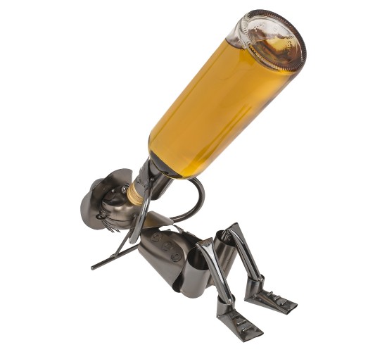 Θήκη Κρασιού Πότης Ασημί Μέταλλο 28x13x16cm