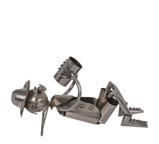 Θήκη Κρασιού Πότης Ασημί Μέταλλο 28x13x16cm