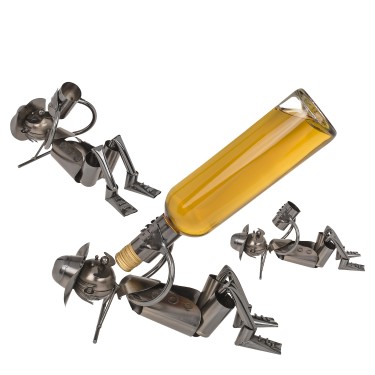 Θήκη Κρασιού Πότης Ασημί Μέταλλο 28x13x16cm