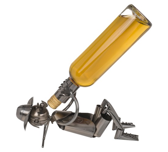 Θήκη Κρασιού Πότης Ασημί Μέταλλο 28x13x16cm